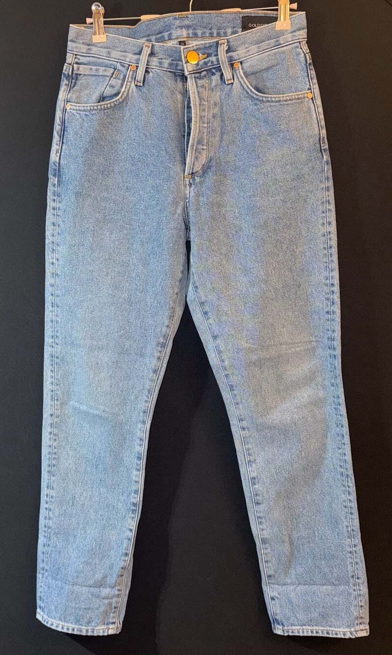 GOLDSIGN High Rise Button Fly Light Wash Denim Jeans Size 25